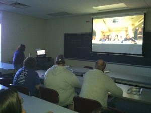 SUNY Ulster business students Skype with business students in São Paulo, Brazil.