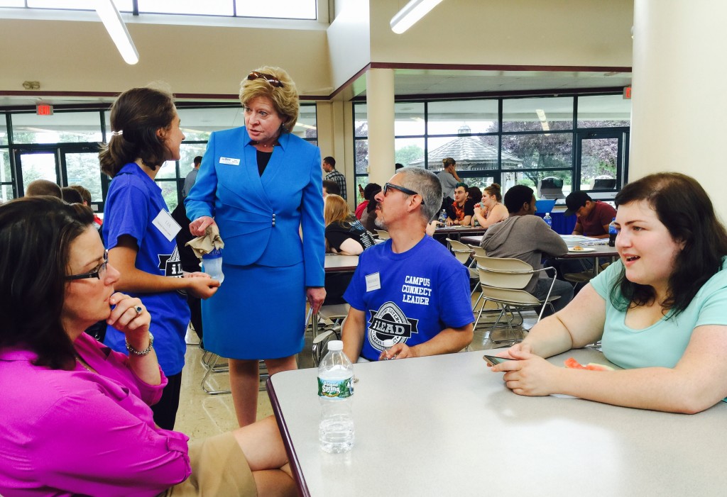 group of students connecting with leadership about honor program