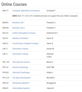 Online Winternet Courses for 2018-19