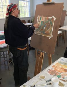 Dino painting in an art class