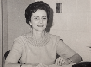 An black and white portrait photo of the first nursing professor. 