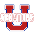 A bold red "U" outlined in blue and white with the word "senators" cutting through the middle of the large U: the icon for the SUNY Ulster athletic page