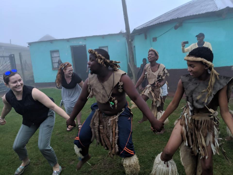 SUNY Ulster students and alumni participating in a Zulu dance