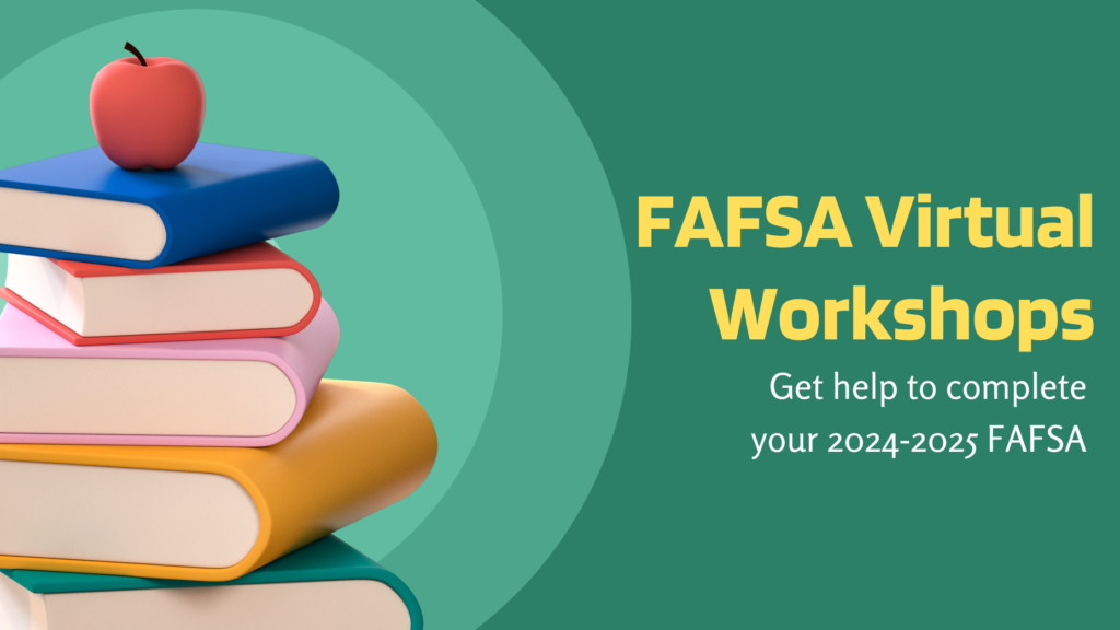 stack of books with an apple on top and a text overlay introducing the event