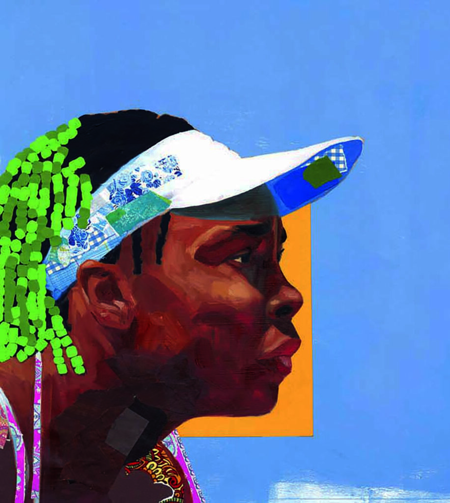 Pinting detail of person with visor