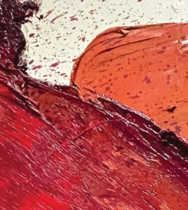Red and Orange textured painting detail