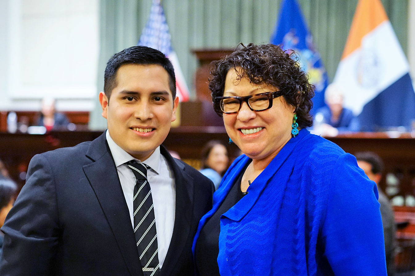 Victor Cueva, 2009, with Justice Sonia Sotomayor at a NYC Bar Association event.
