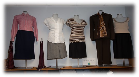Professional women's business attire at the Start Here, Go Far Boutique