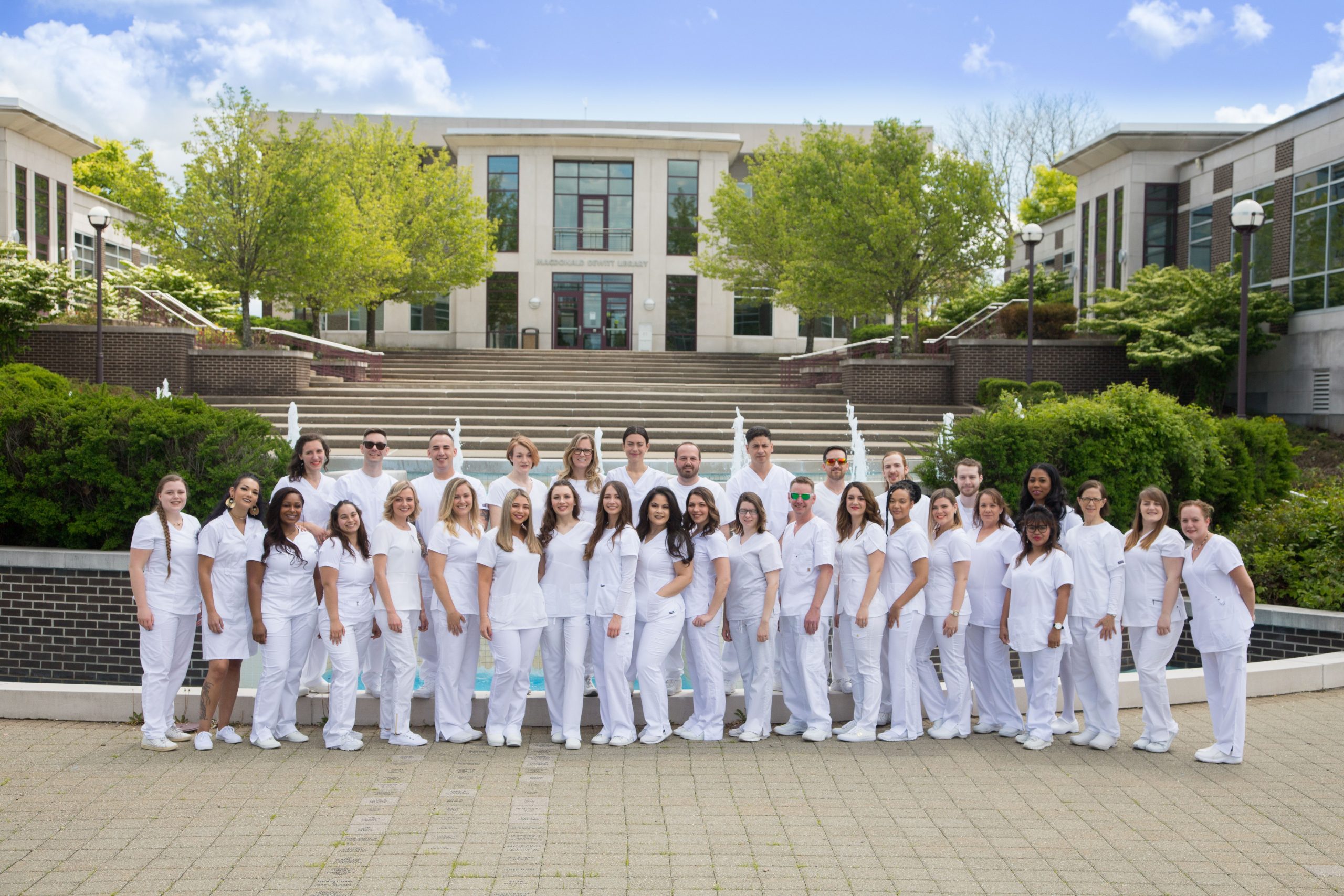 Group photo of nursing students on Campus