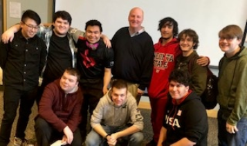 Group photo of the E-sports club with Professor Sheehan