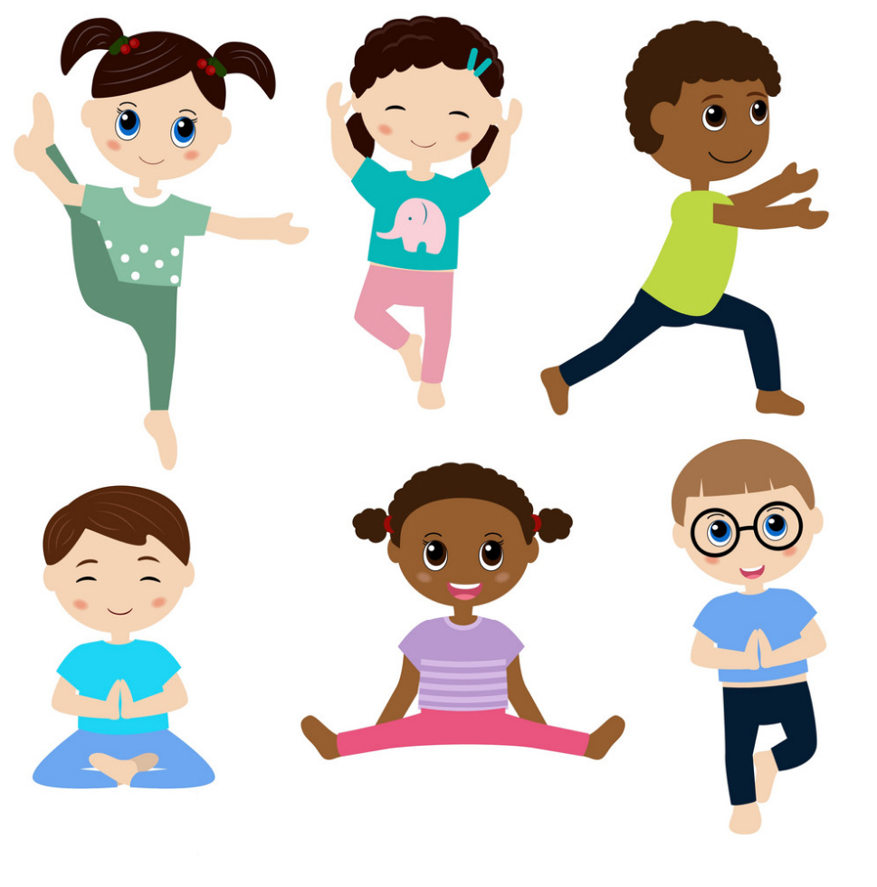 Illustration of kids doing yoga