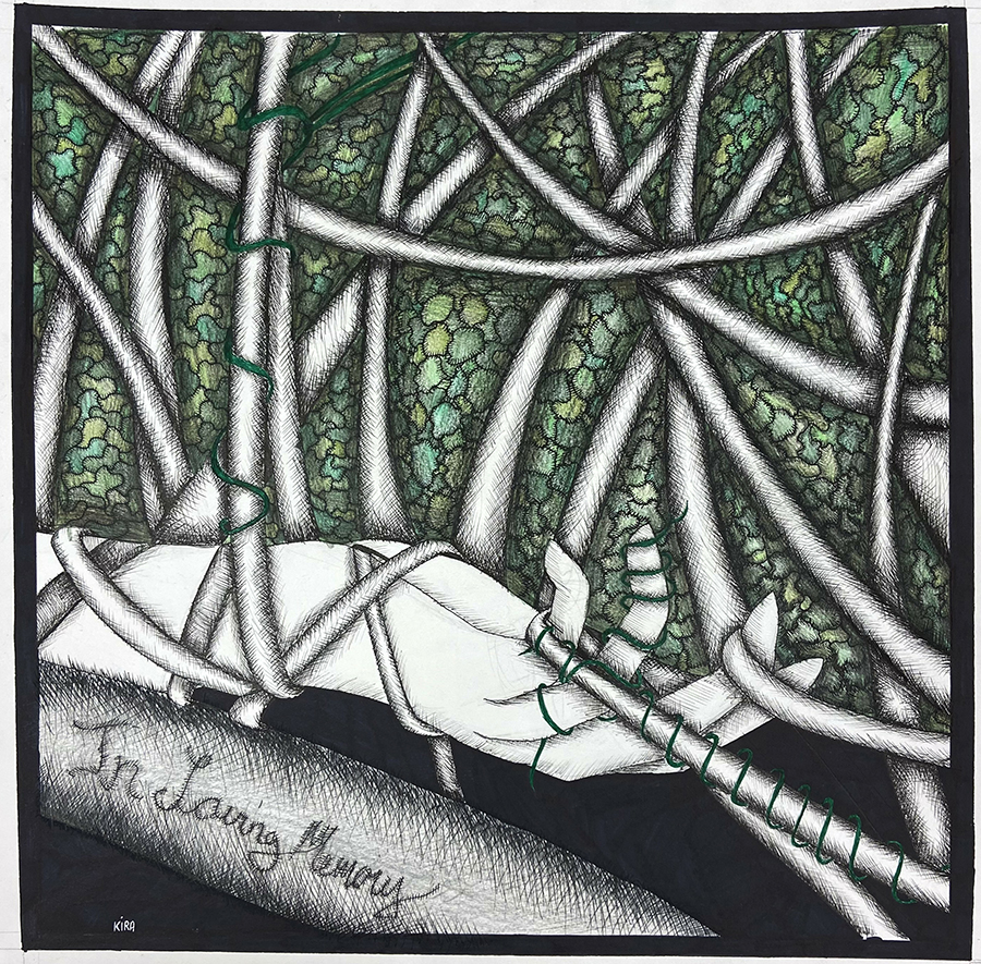 Abstract green & black artwork by Kira